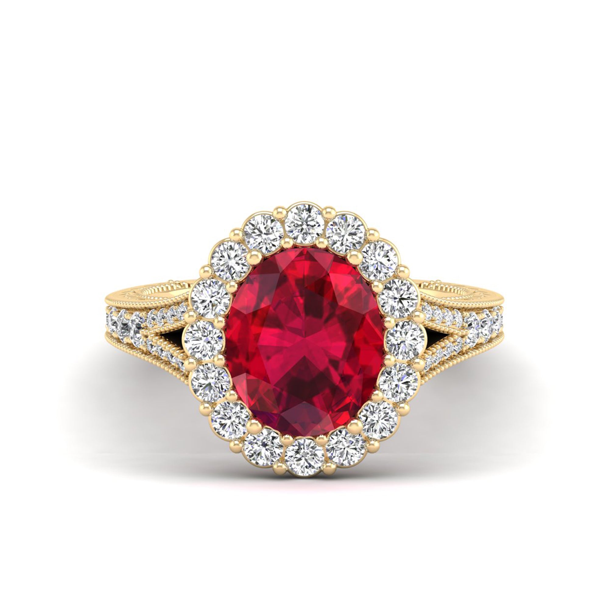 14K Yellow Gold - Ruby