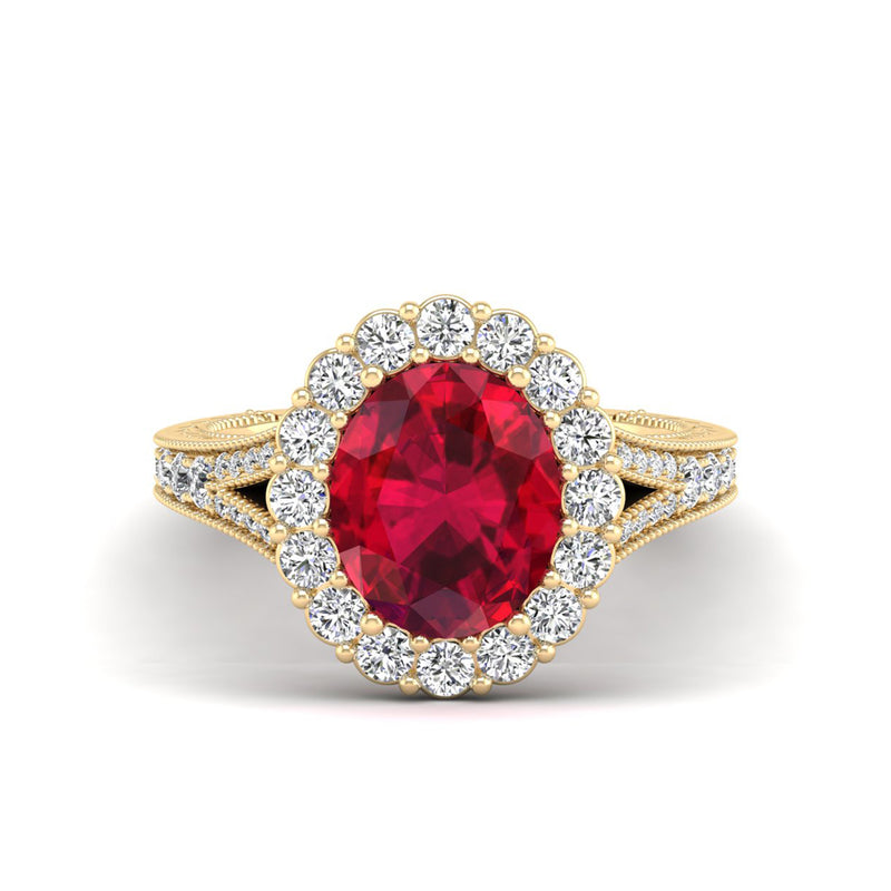 14K Yellow Gold - Ruby