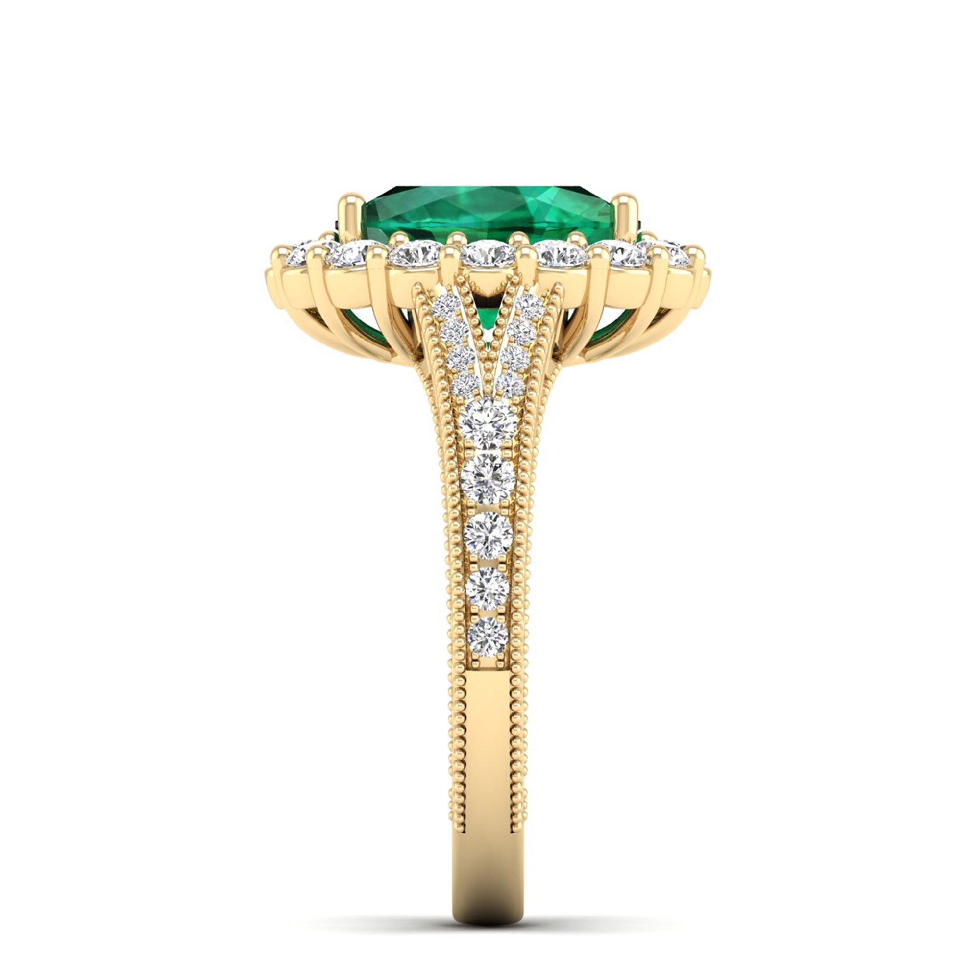 14K Yellow Gold - Emerald