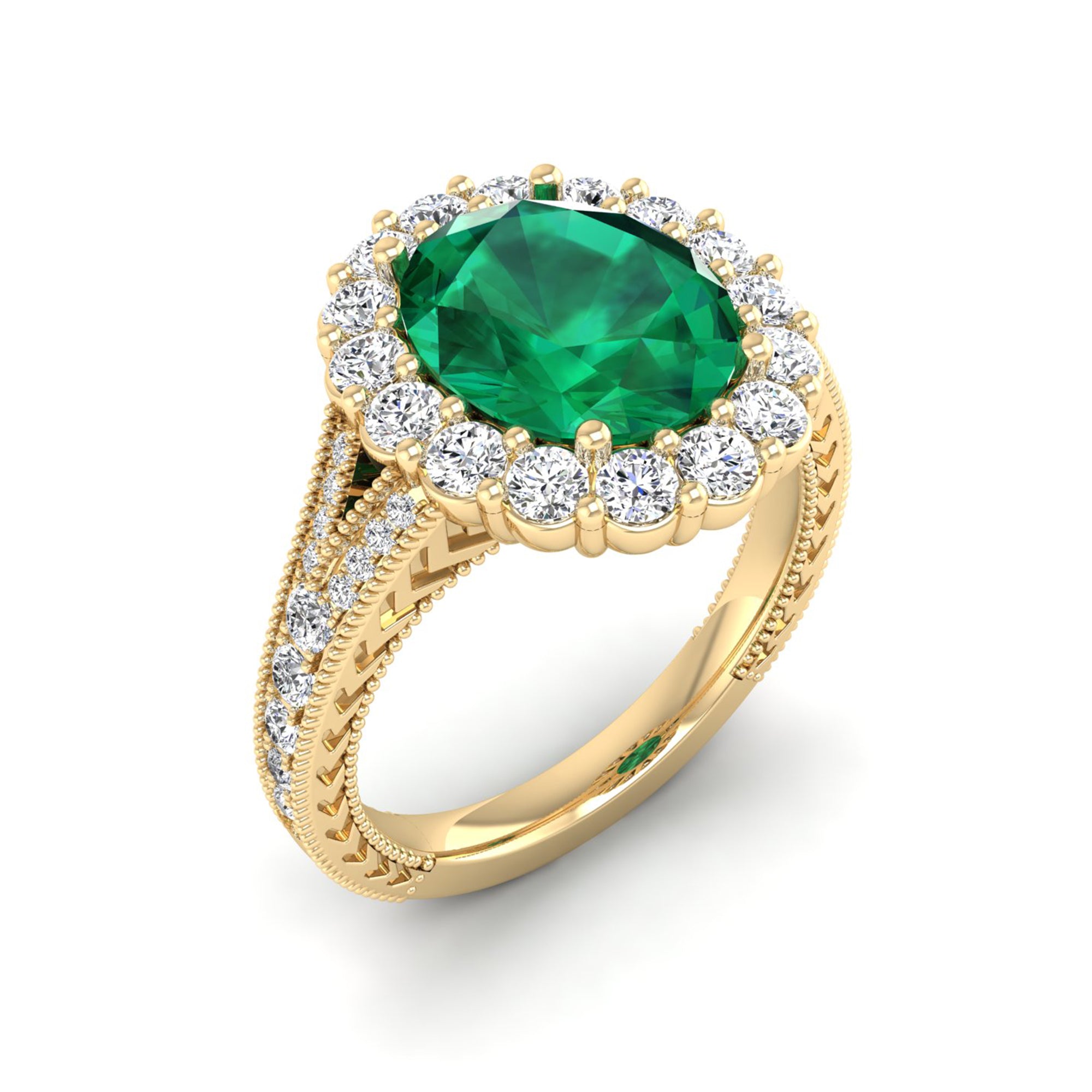 14K Yellow Gold - Emerald