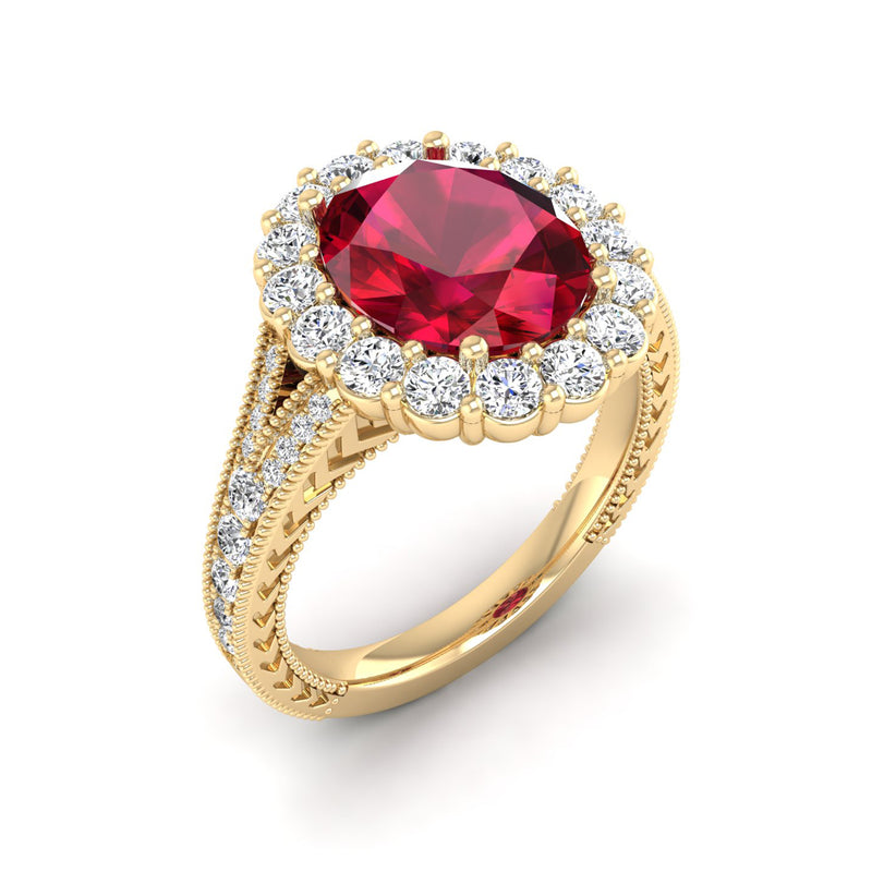 14K Yellow Gold - Ruby