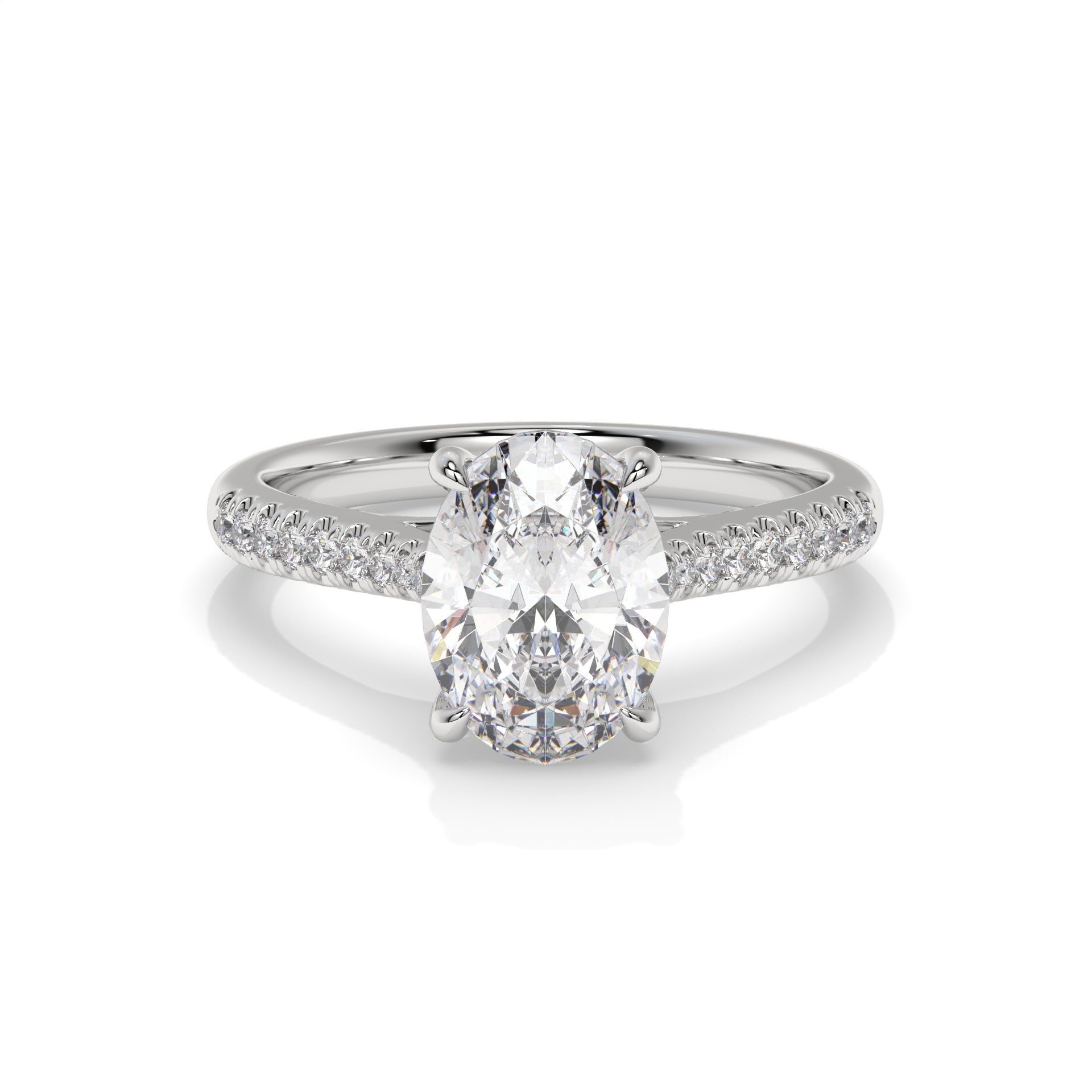 14K White Gold - Oval