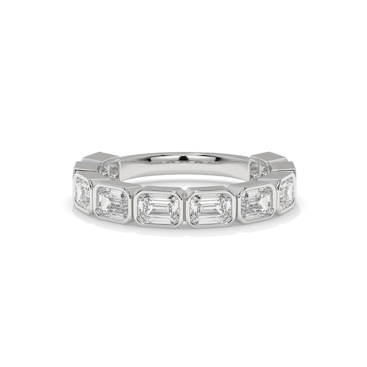 Emerald East-West Halfway Bezel Lab Diamond Anniversary Band – Milano