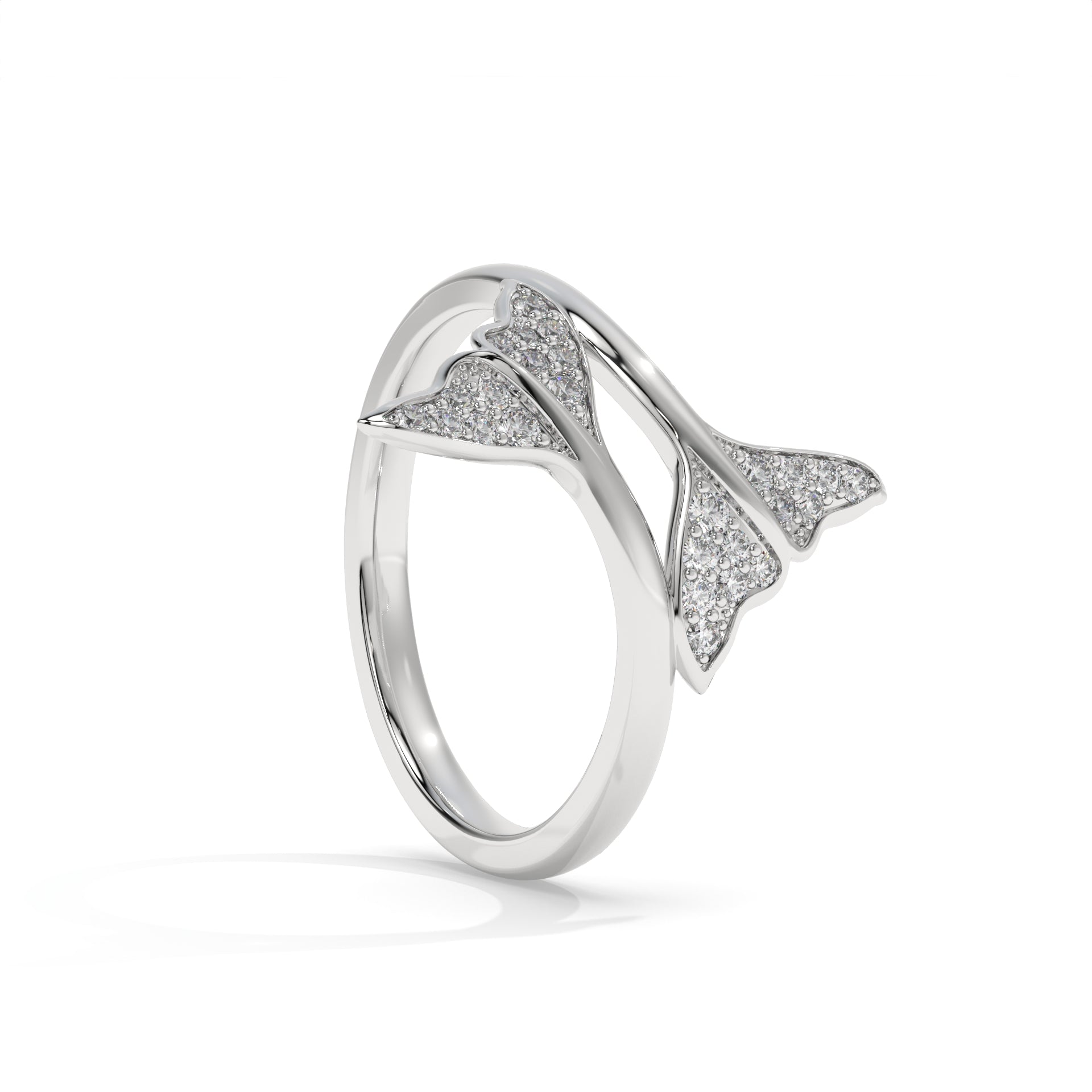 14K White Gold - Double Tail Pavé