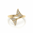 14K Yellow Gold - Double Tail Pavé