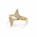 14K Yellow Gold - Double Tail Pavé