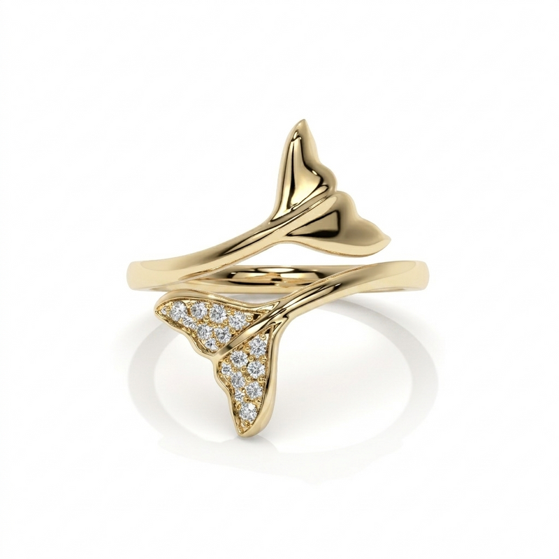 14K Yellow Gold - Single Tail Pavé