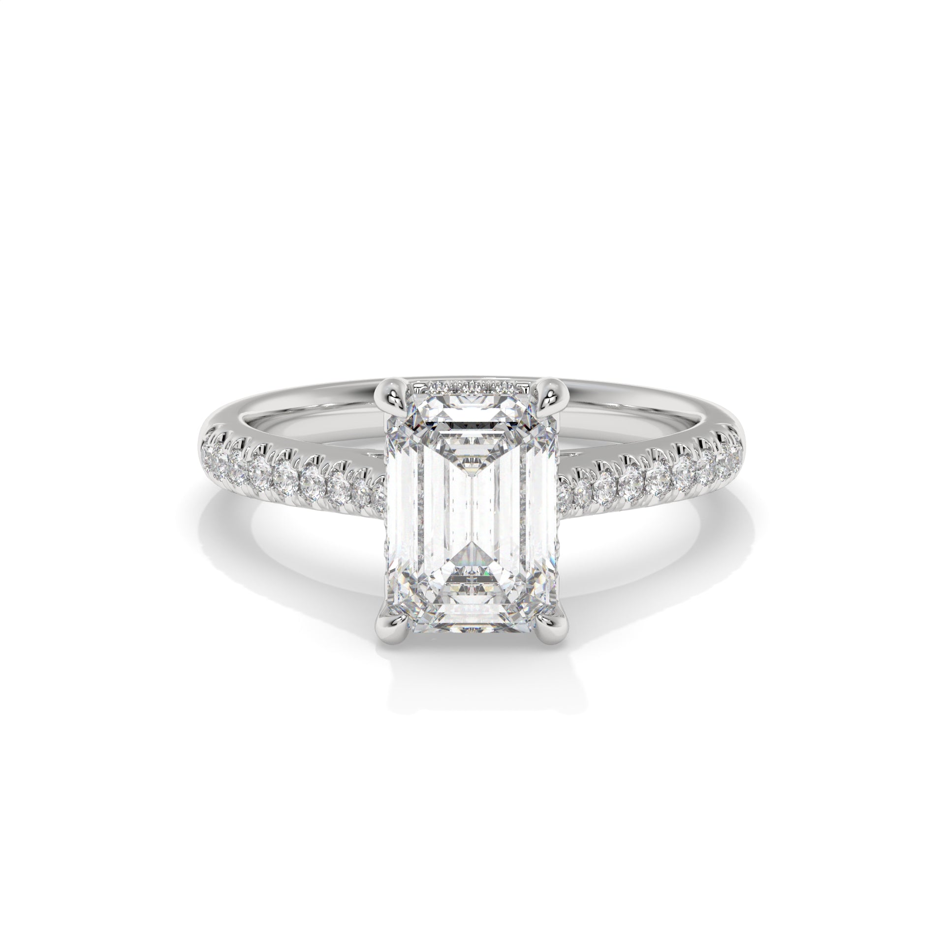 14K White Gold - Emerald