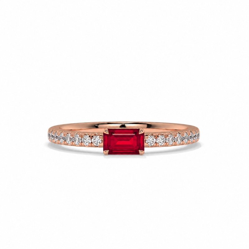 14K Rose Gold - Ruby