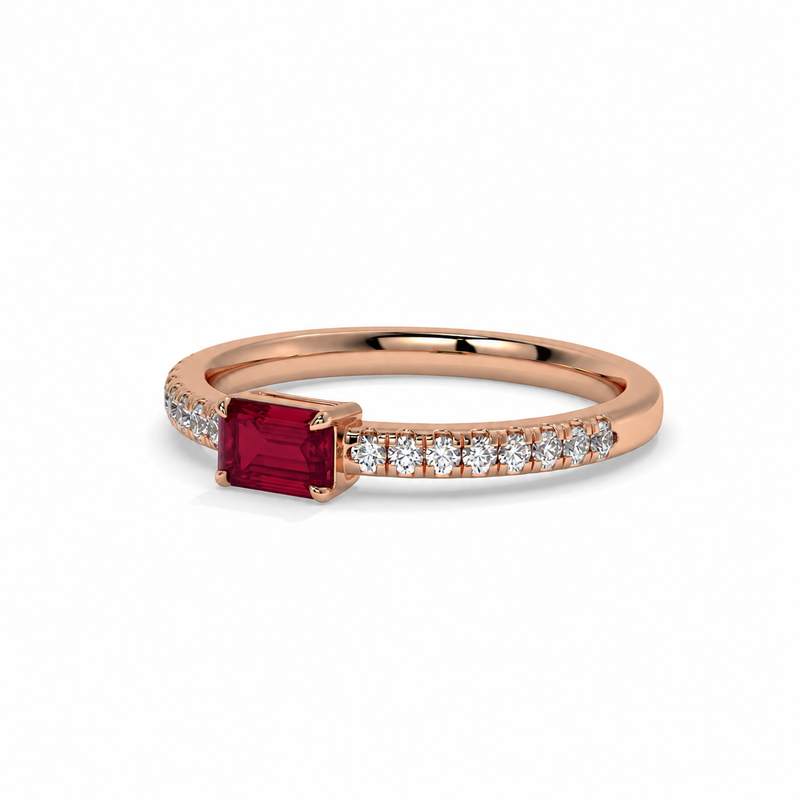14K Rose Gold - Ruby
