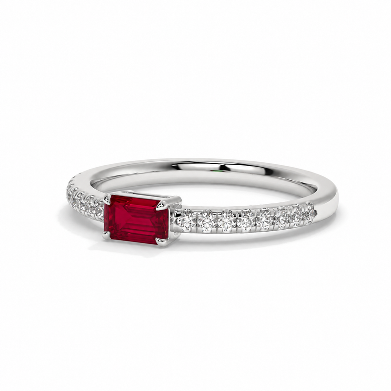 14K White Gold - Ruby