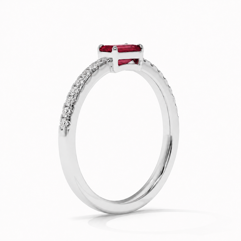 14K White Gold - Ruby