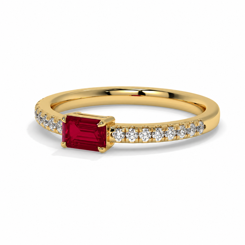 14K Yellow Gold - Ruby