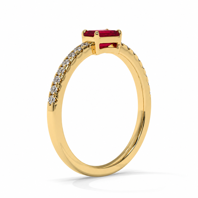 14K Yellow Gold - Ruby