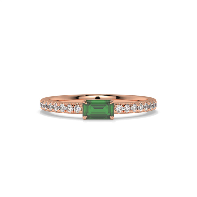 14K Rose Gold - Emerald