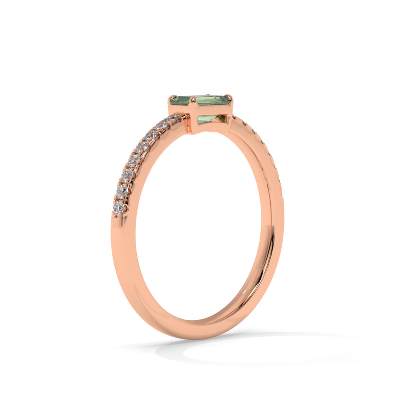 14K Rose Gold - Emerald