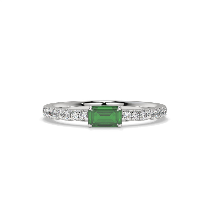 14K White Gold - Emerald