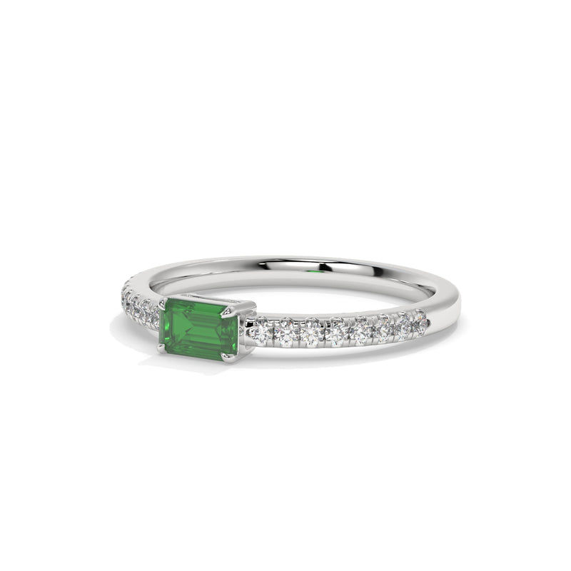 14K White Gold - Emerald