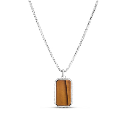 Men's Tiger's Eye Tag Necklace