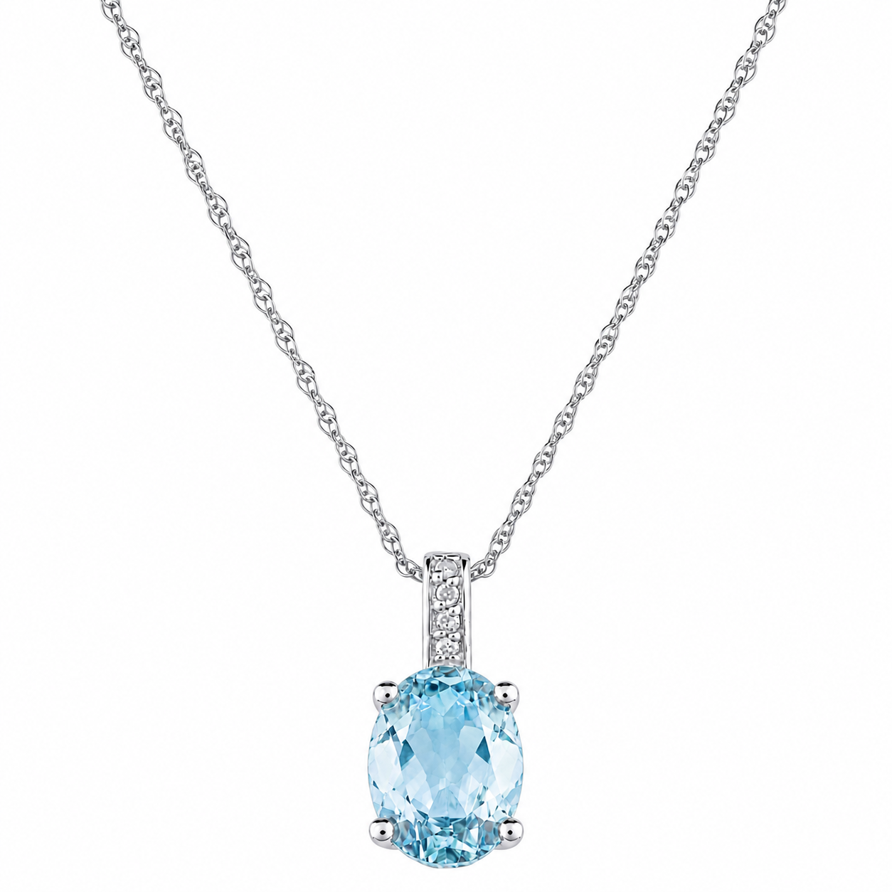 14K White Gold - Aquamarine