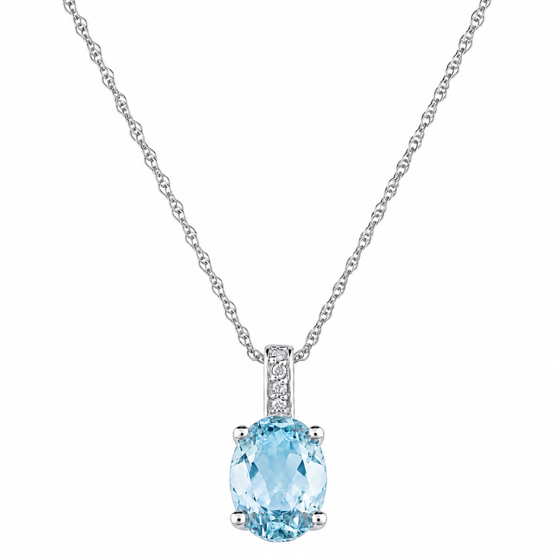 14K White Gold - Aquamarine