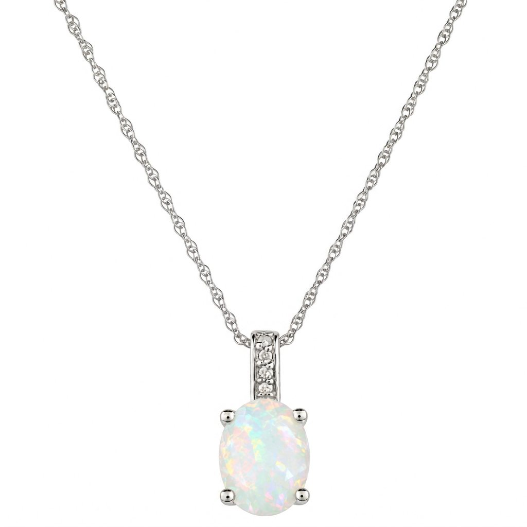 14K White Gold - Opal