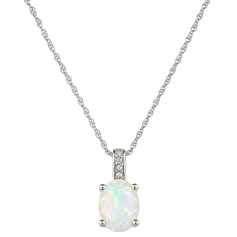 14K White Gold - Opal