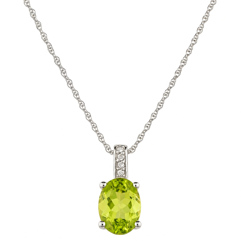 14K White Gold - Peridot