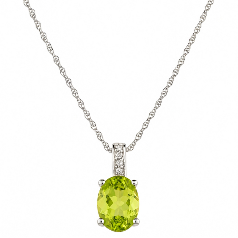 14K White Gold - Peridot