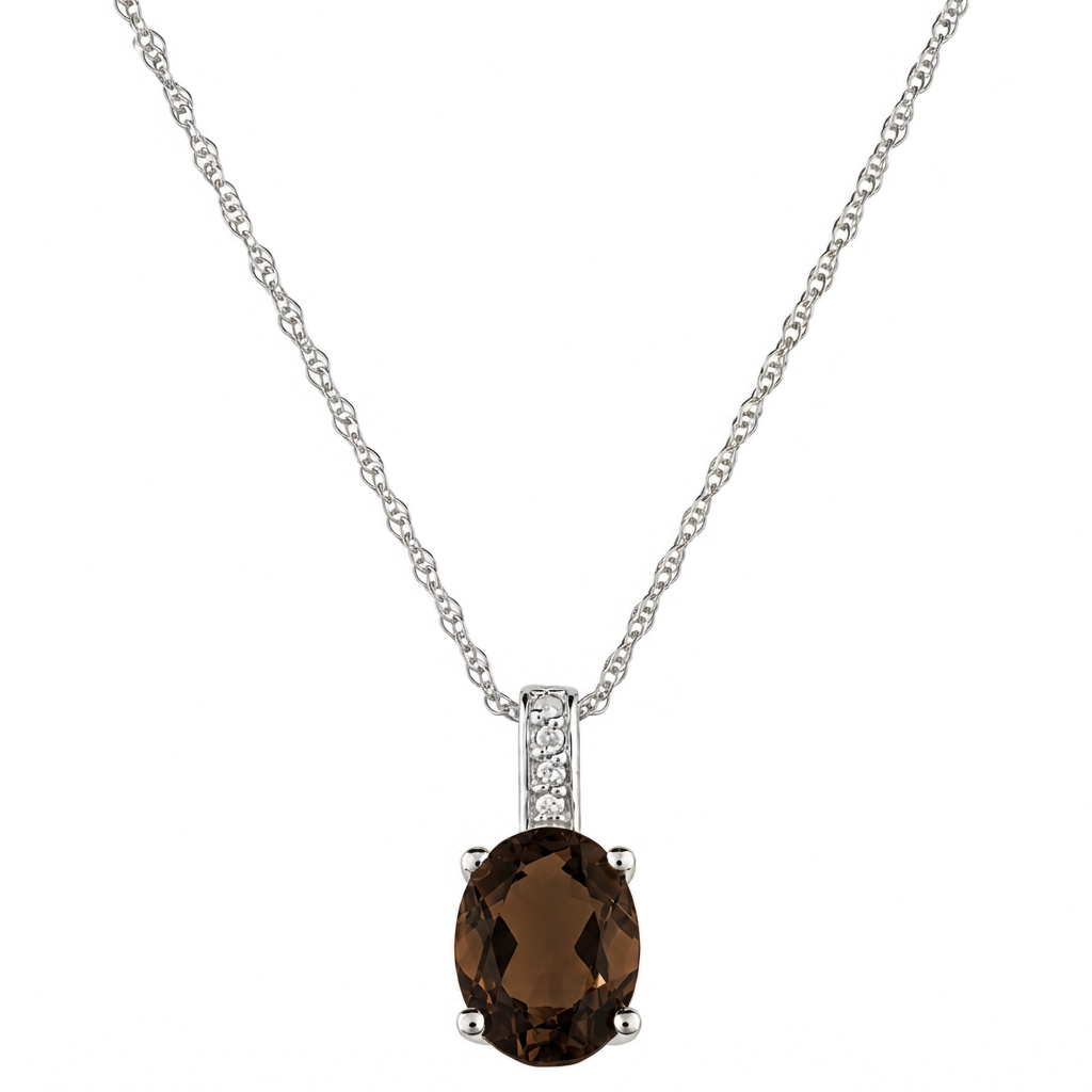 14K White Gold - Smoky Quartz
