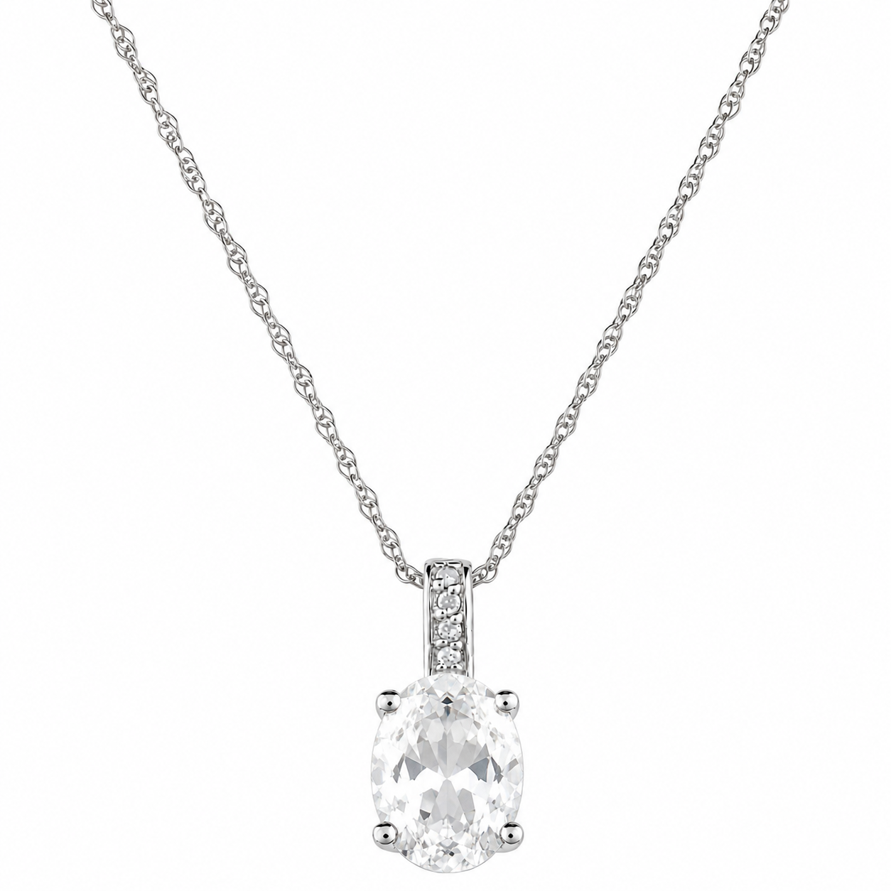 14K White Gold - White Topaz