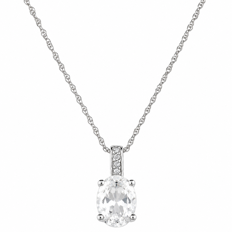 14K White Gold - White Topaz