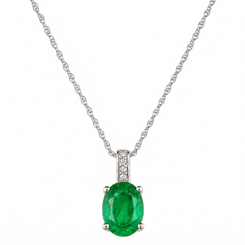 14K White Gold - Emerald