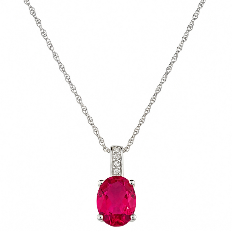 14K White Gold - Ruby