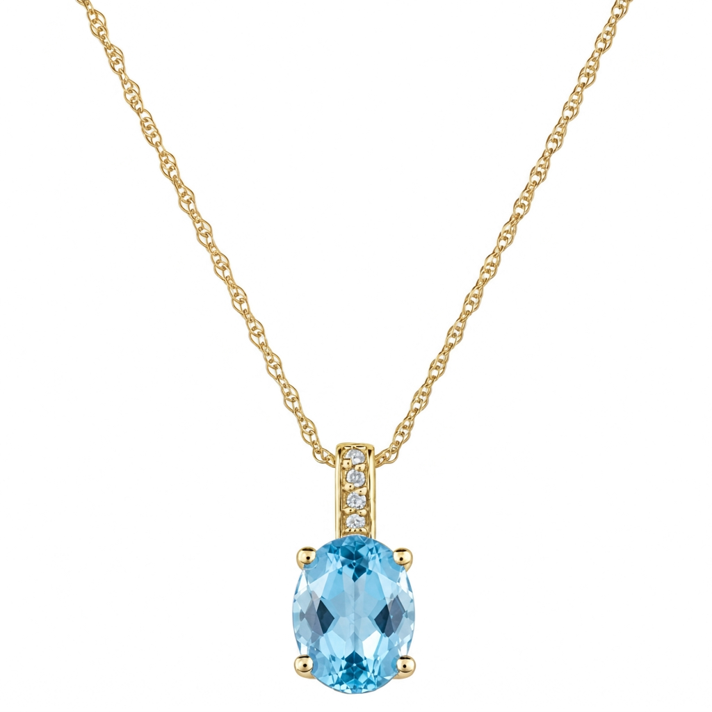 14K Yellow Gold - Blue Topaz