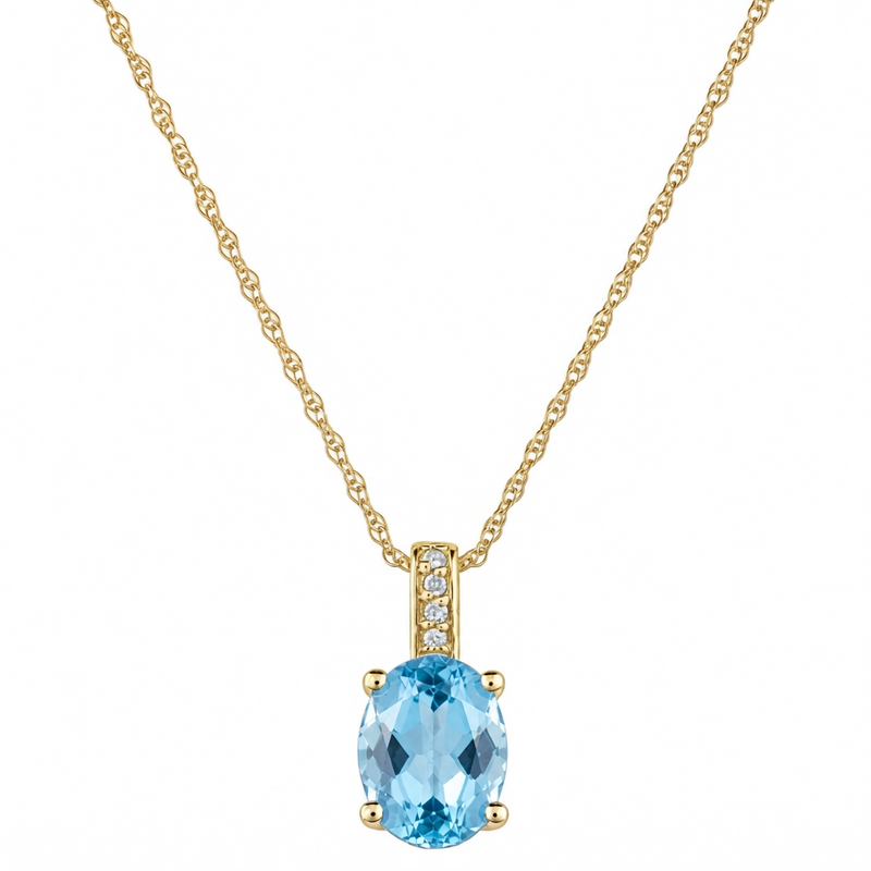 14K Yellow Gold - Blue Topaz