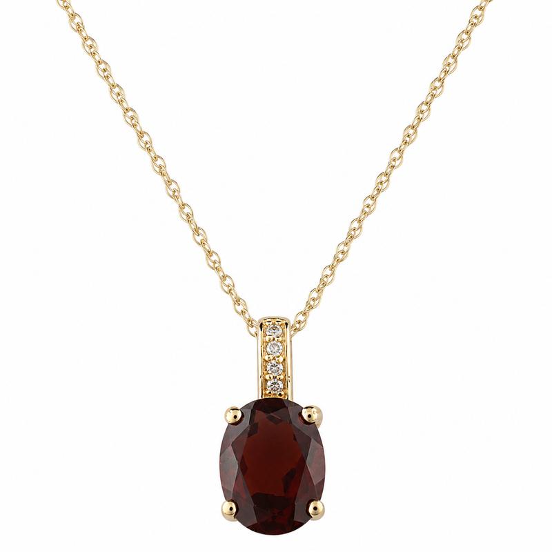 14K Yellow Gold - Garnet