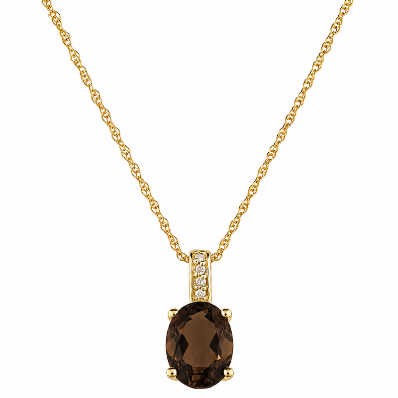 14K Yellow Gold - Smoky Quartz