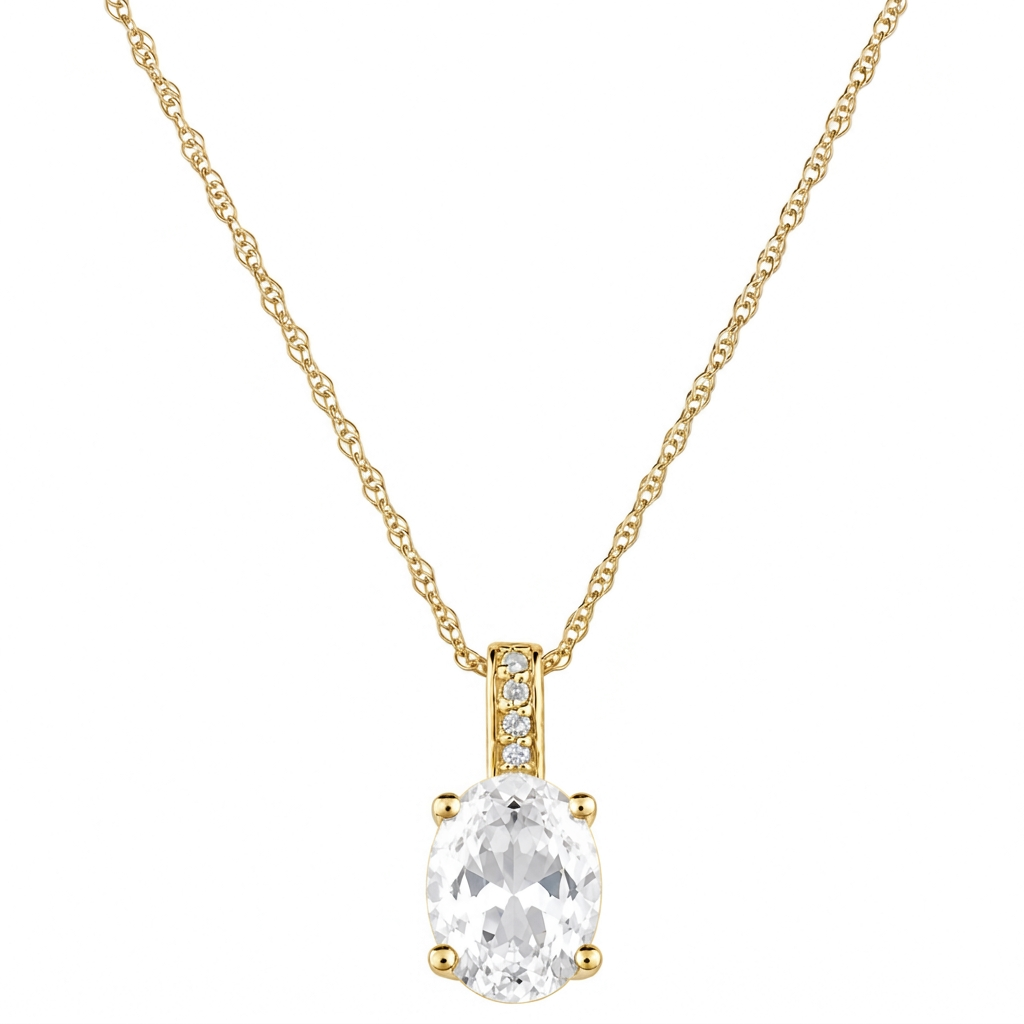 14K Yellow Gold - White Topaz