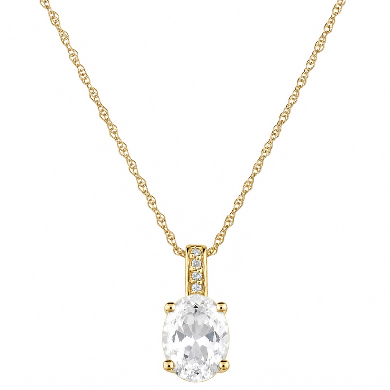 14K Yellow Gold - White Topaz