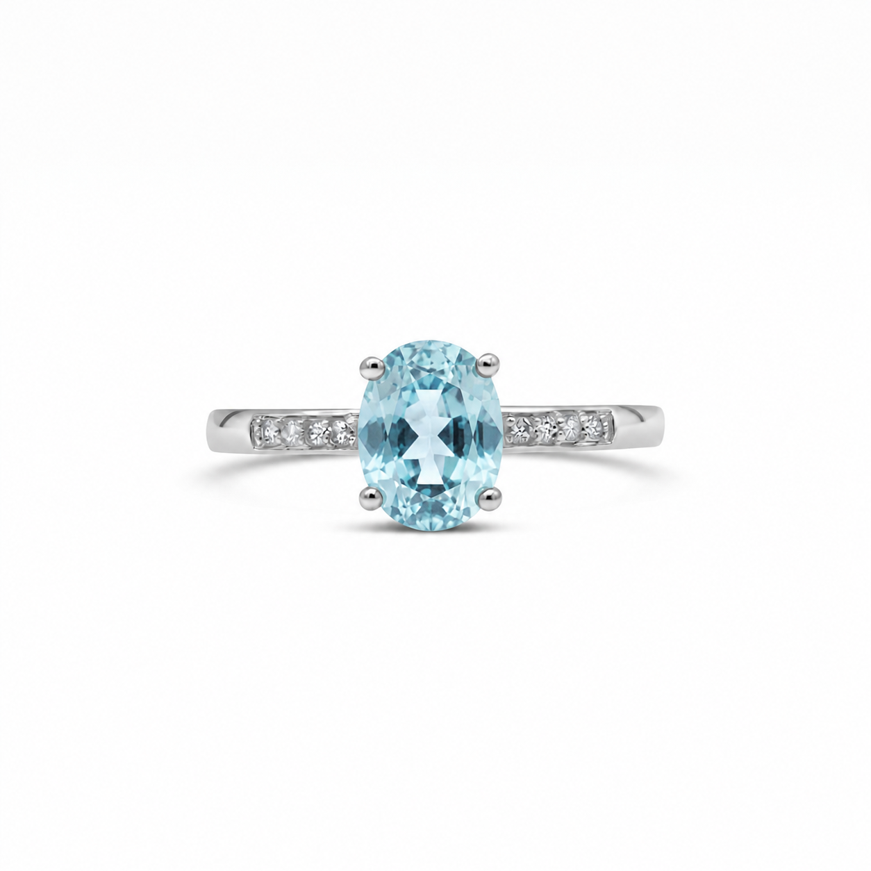 14K White Gold - Aquamarine
