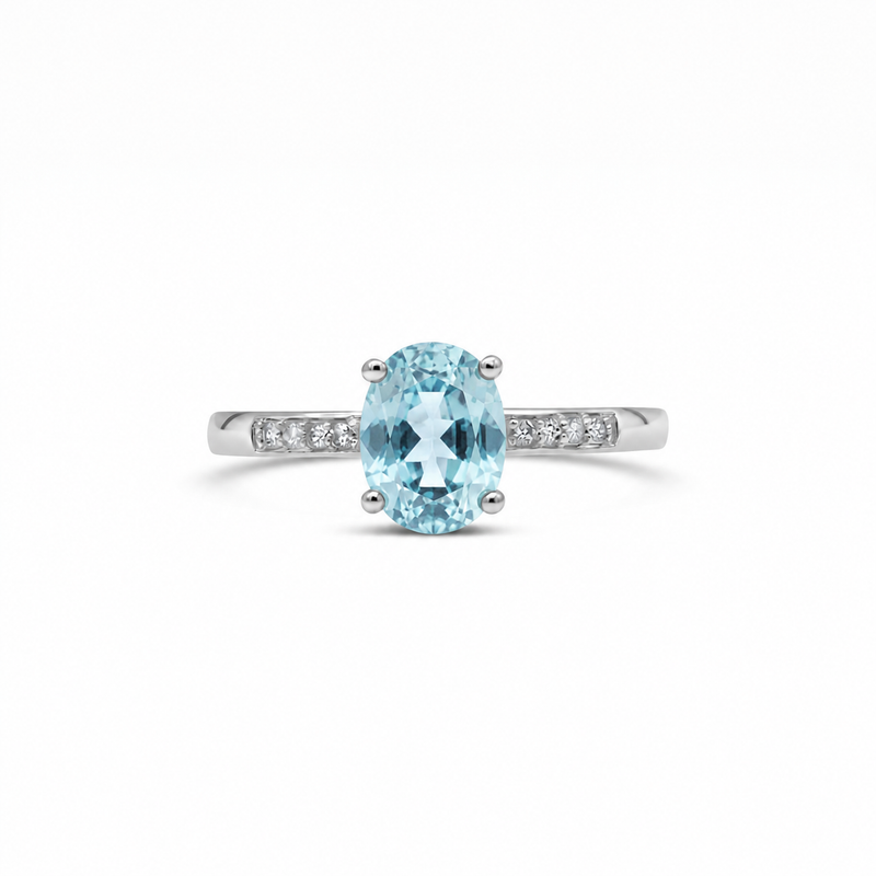 14K White Gold - Aquamarine