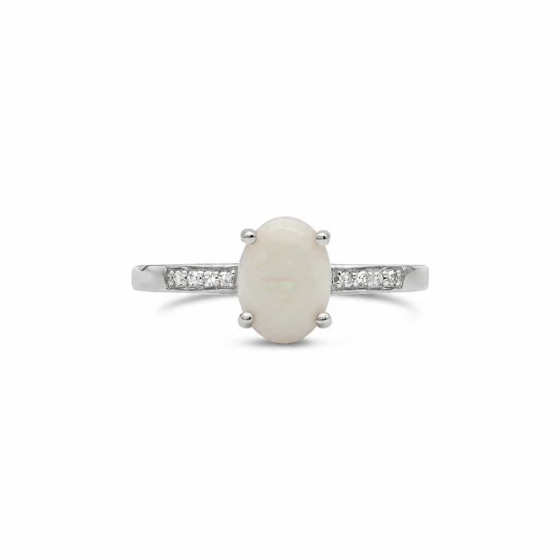 14K White Gold - Opal