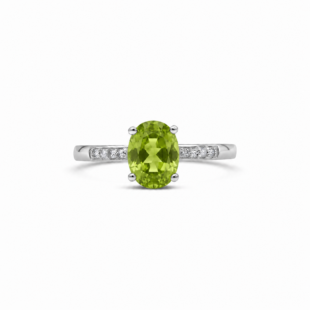 14K White Gold - Peridot