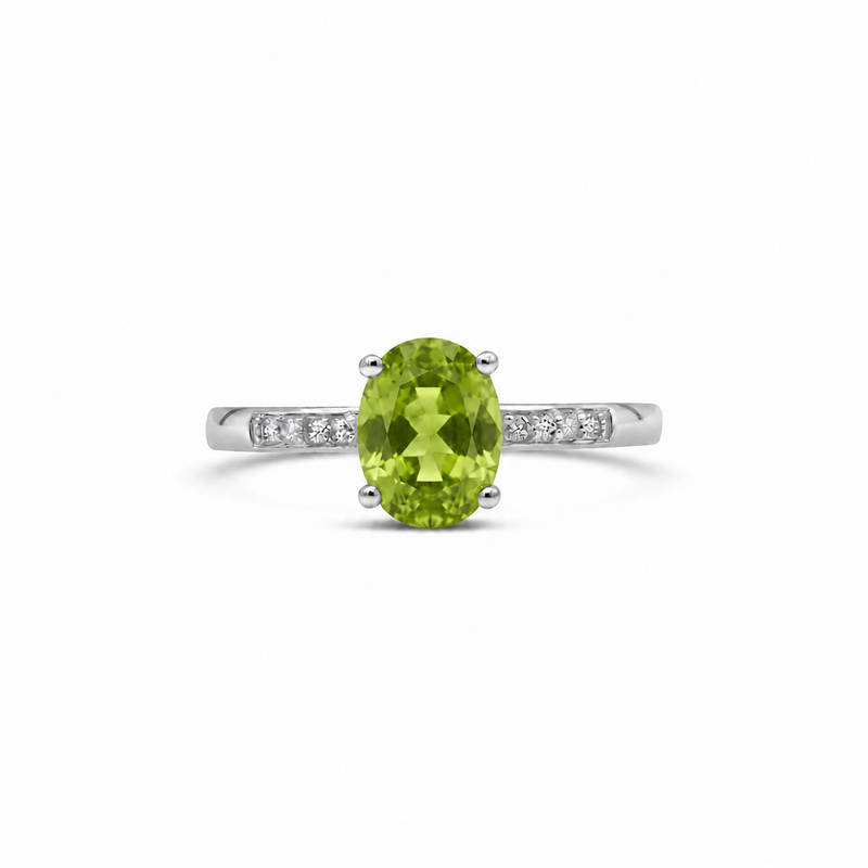 14K White Gold - Peridot