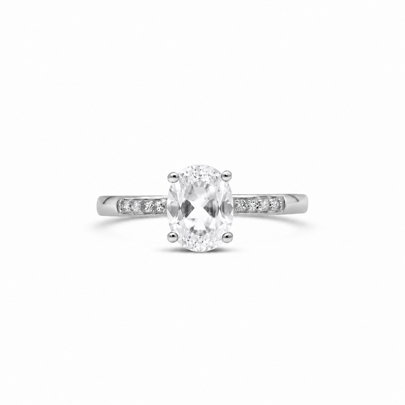 14K White Gold - White Topaz