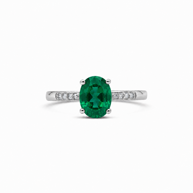 14K White Gold - Emerald