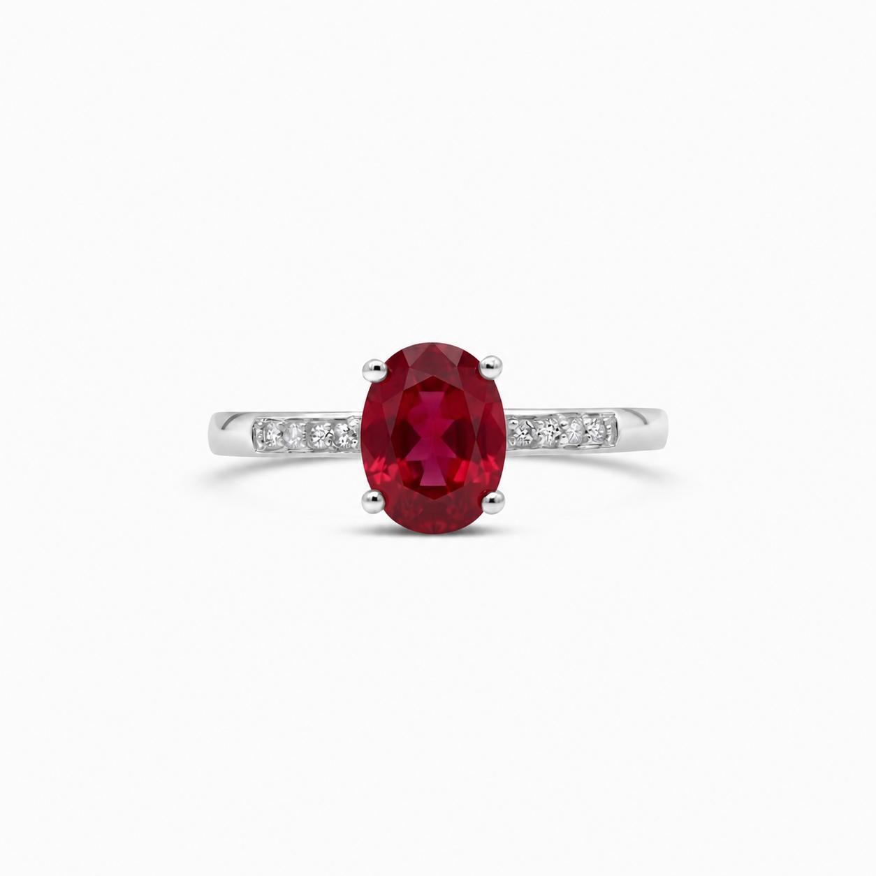14K White Gold - Ruby