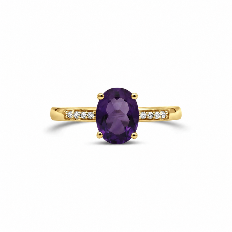 14K Yellow Gold - Amethyst