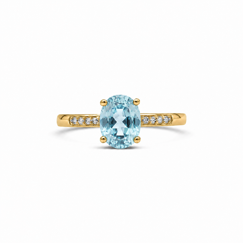 14K Yellow Gold - Aquamarine